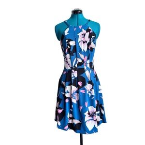 Vince Camuto Blue Halter Fit and Flare Dress